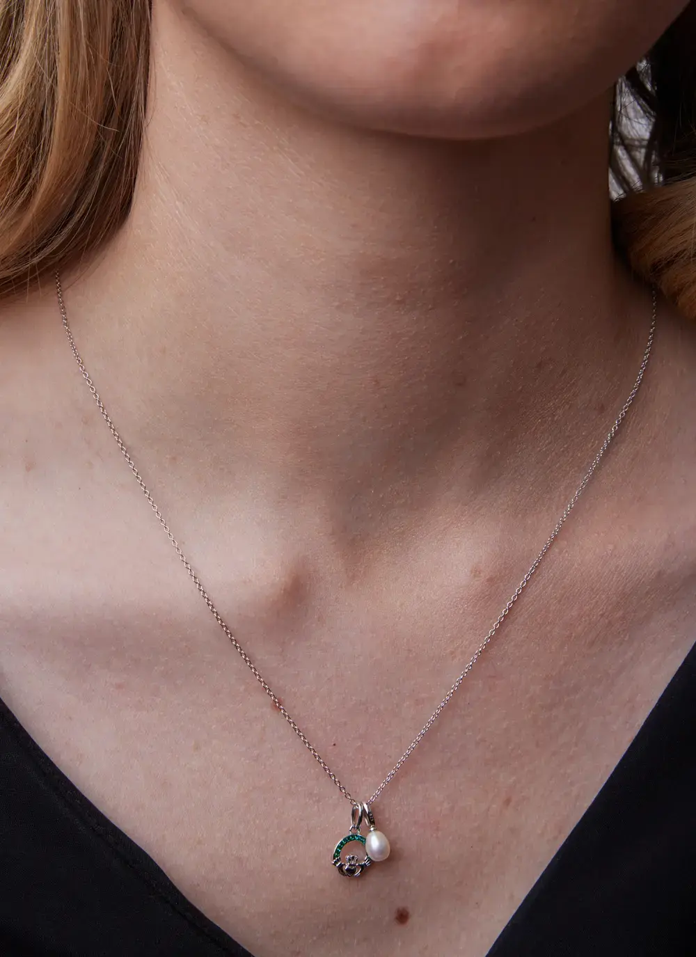 Claddagh Pendant with Pearl